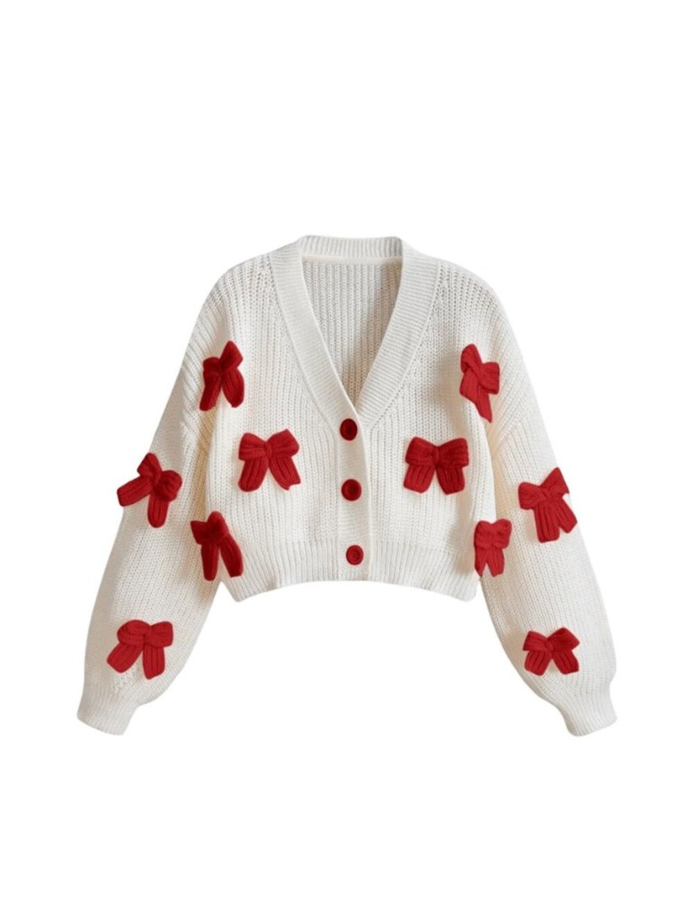 Women's Cute Bow Cardigan Sweater Button Up Fall Pullover Top